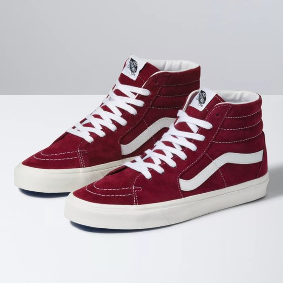NIB Vans SK8 Hi Pig Suede Pomegranate/Snow White US Mens 11 - Picture 1 of 11
